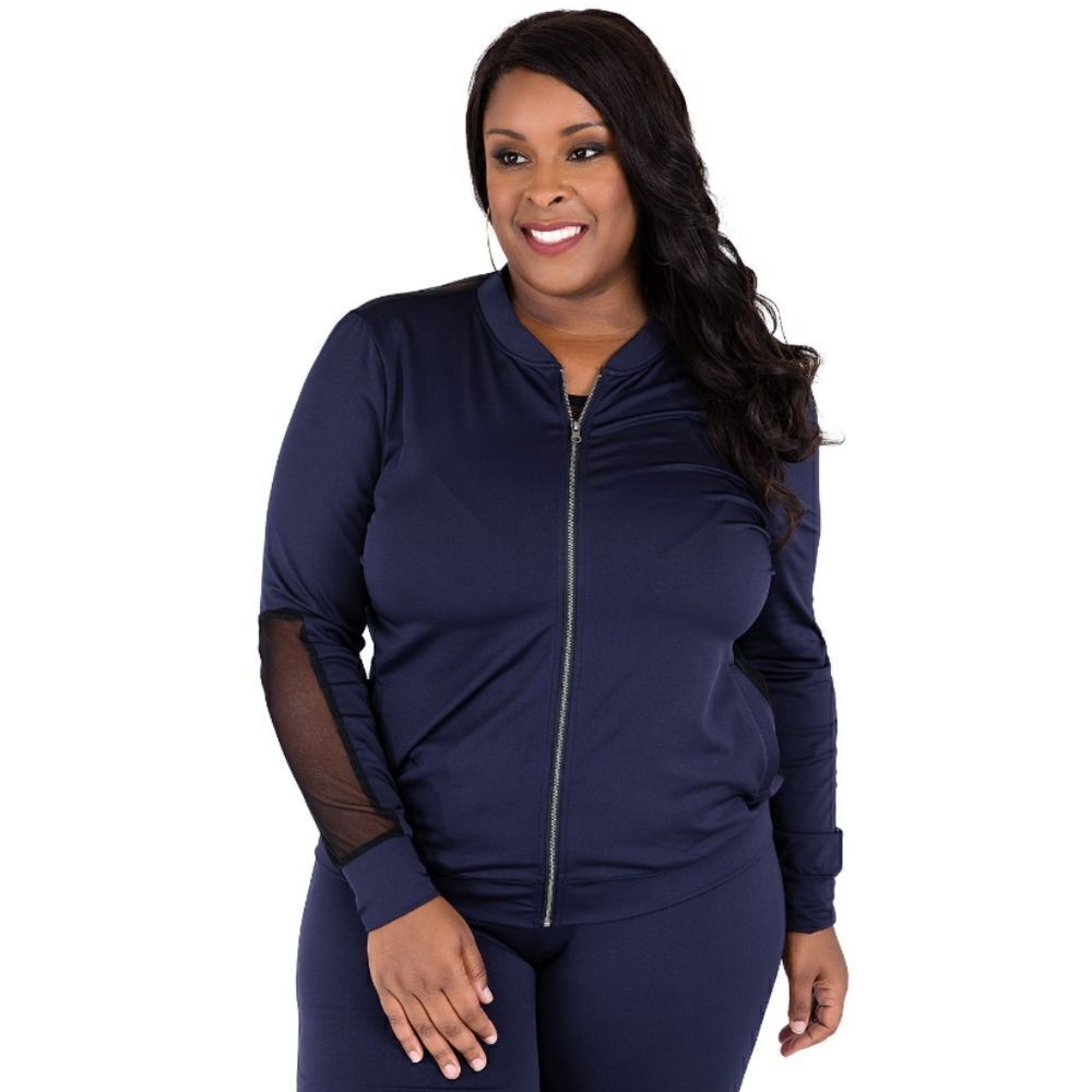Poetic Justice Sheree Navy Zip Up Activewear Tracksuit Jacket